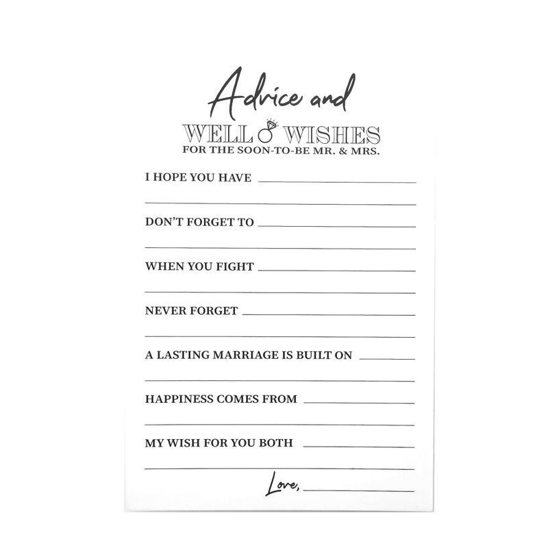 RXBC2011 Wedding advice and well wishes Cards for the soon to be Mr and Mrs Bride and Groom Newlyweds Bridal Shower Games Note Marriage Advice Pack of 50 - Image 1